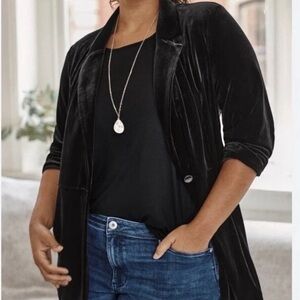 J. JILL WEAREVER COLLECTION BLACK VELVET JACKET BLAZER PARTY STRETCH MEDIUM M